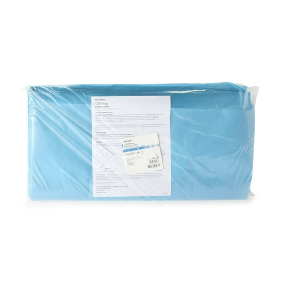McKesson CSR Sterilization Wrap for Medical Supplies, Nail Technicians, Tattoo Tools - Air and Water Barrier, Blue Cellulose, 24 in x 24 in, 100 Count, 1 Pack