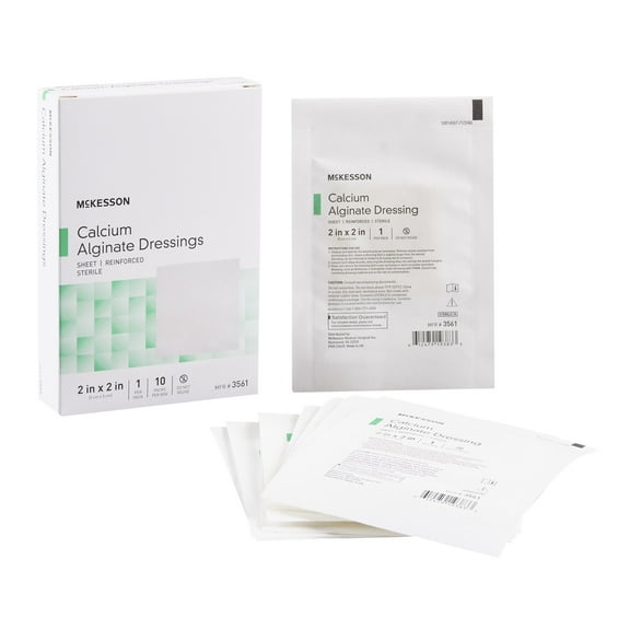 McKesson Calcium Alginate First Aid Gauze Pads, 2 x 2 Inch, Sterile, Box of 10