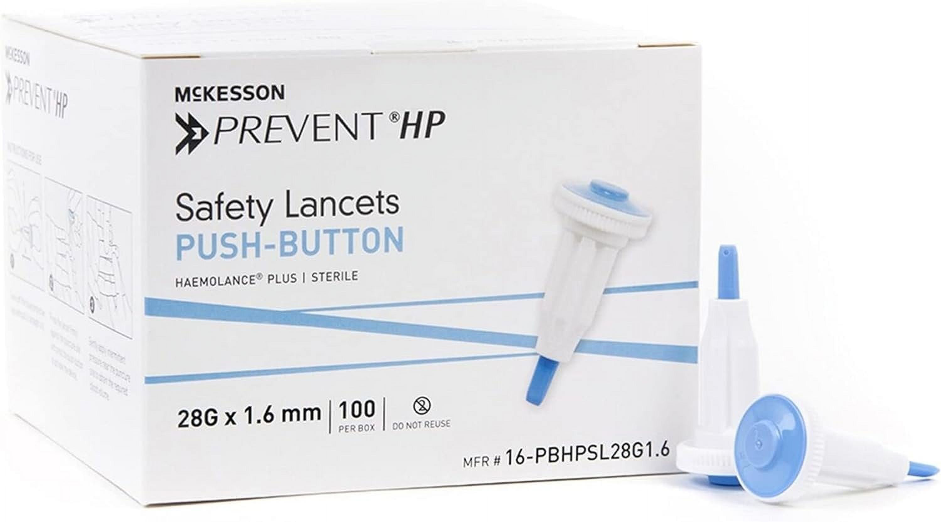 McKesson Case of 2000 Safety Lancet Needle Light Blue 1.6 mm. Push