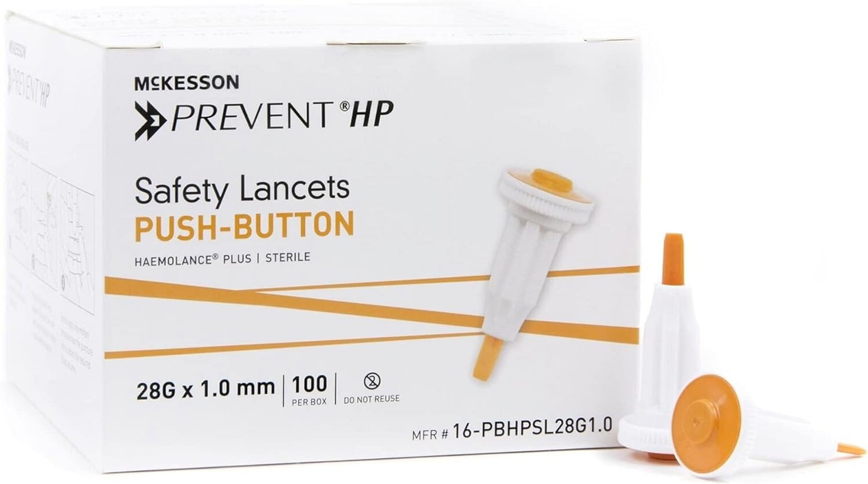 McKesson Case of 2000 Safety Lancet Needle Orange 1.0 mm. Push Button