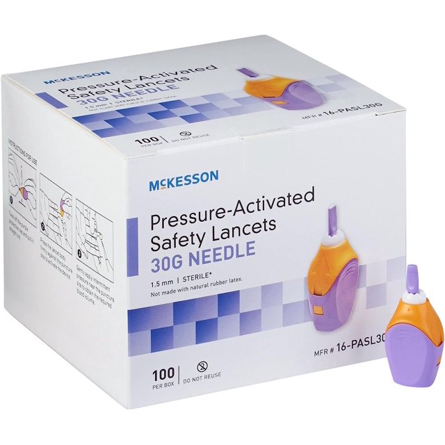 McKesson Case of 2000 Safety Lancets Needle Orange / Purple 1.5 mm