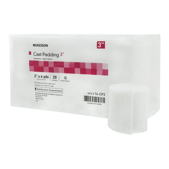 McKesson Cast Padding, Fluid-Wicking Polyester - Non-Sterile, 3 in x 4 yd, 20 Count, 4 Packs, 80 Total