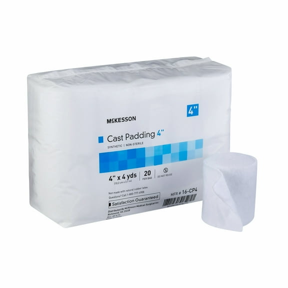 McKesson Cast Padding, Fluid-Wicking Polyester - Non-Sterile, 4 in x 4 yd, 20 Count, 1 Pack