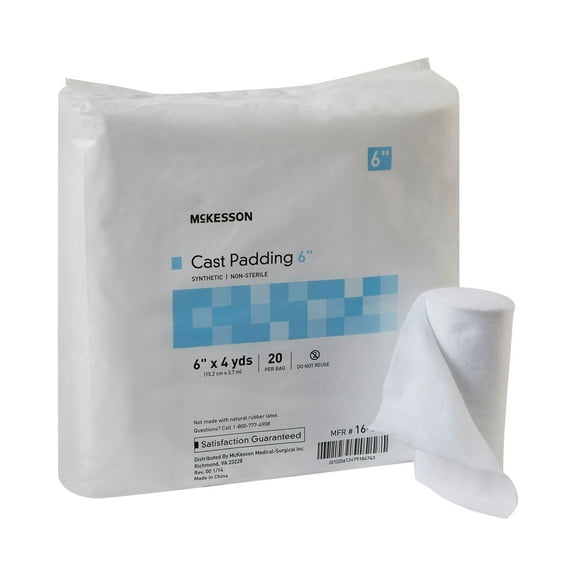 McKesson Cast Padding, Polyester - Fluid-Wicking Non-Sterile, 6 in x 4 yd, 20 Count, 4 Packs, 80 Total