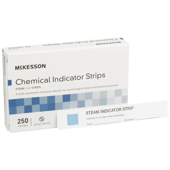 McKesson Chemical indicator Strip, Multi-Parameter Stream Sterilizers, 4 in, 250 Count, 1 Pack