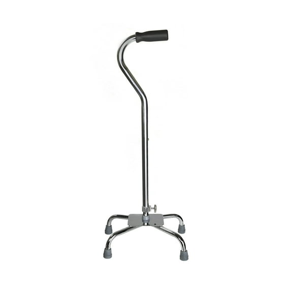 McKesson Chrome Steel Large Base Quad Cane, Adjustable Height 29" to 37.5", 300-lb Weight Capacity, 1 Ct