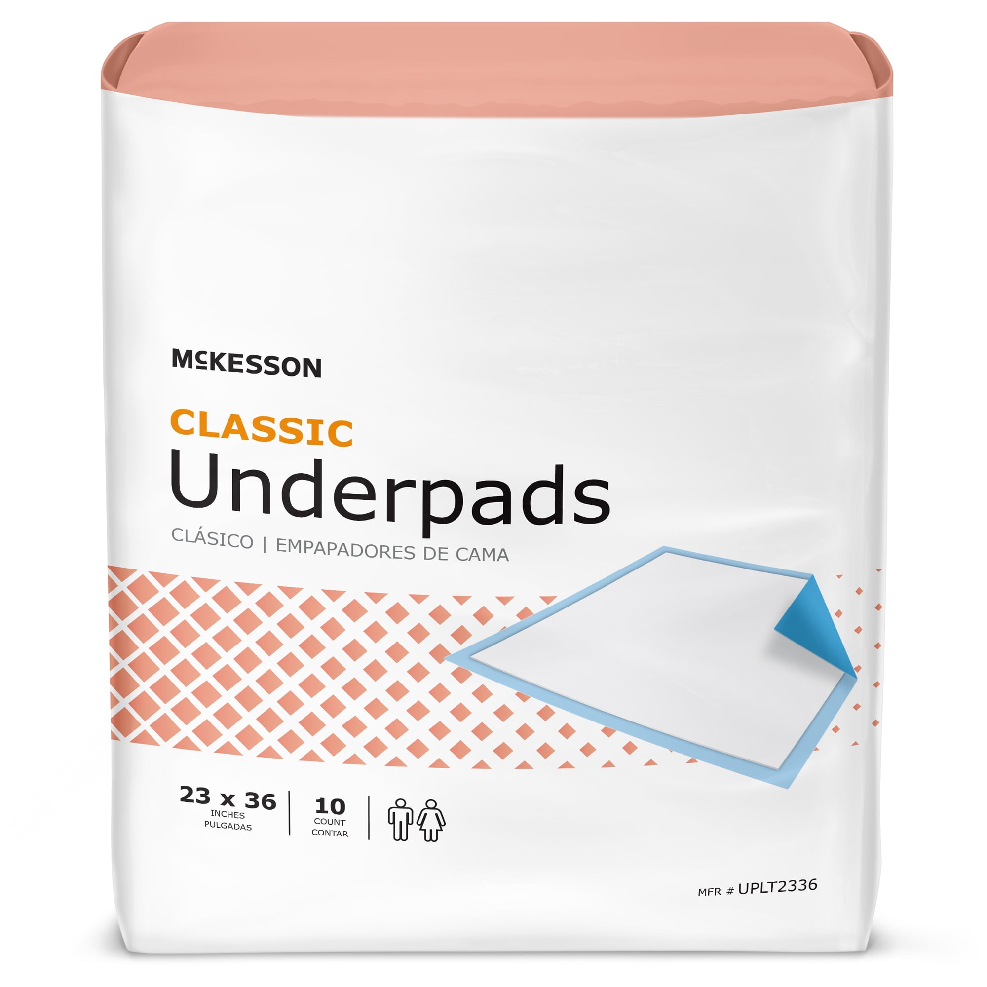 McKesson Classic Underpads, Light Incontinence Absorbency - 23 in x 36 in, 10 Ct