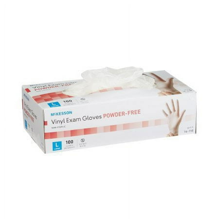 McKesson Clear Vinyl Exam Gloves , 14-114, Powder-Free, Size Small - Box of 100