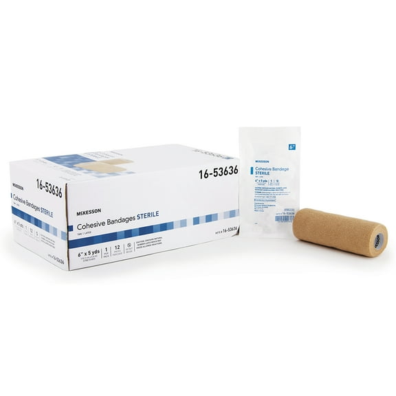 McKesson Cohesive Bandage, Sterile, Self-Adherent Closure, Tan, 6 in x 5 yds, 1 Count, 1 Pack