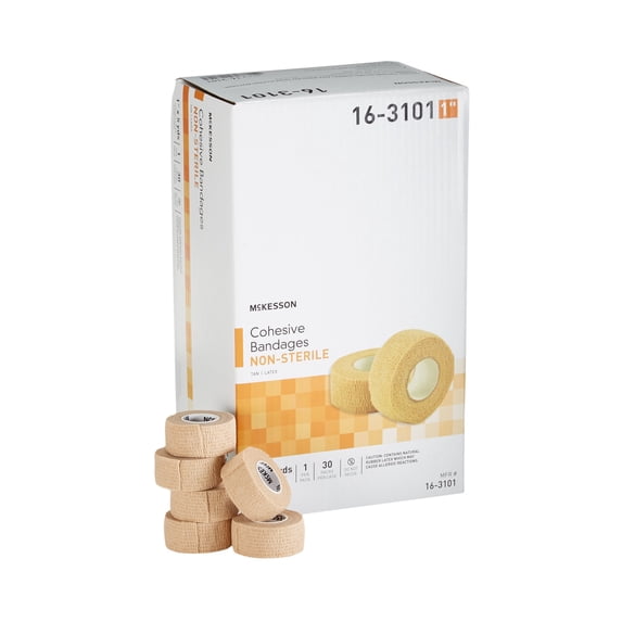 McKesson Cohesive Bandages, Self-Adherent Compression Wrap, 1 in x 5 yd, 1 Count, 30 Packs, 30 Total