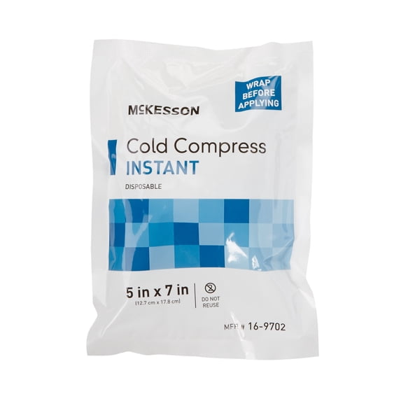 McKesson Cold Compress - Instant Ice Pack for Minor Injuries, 5 in x 7 in, 1 Count, 24 Packs, 24 Total