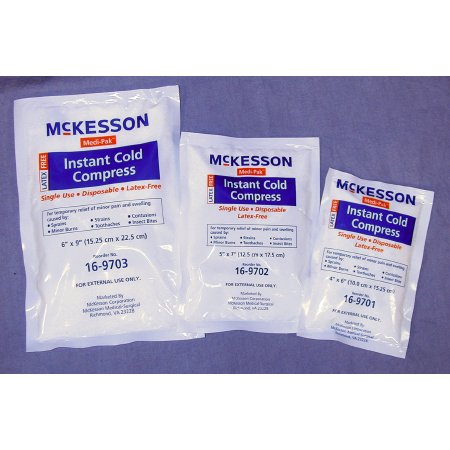 McKesson Cold Compress - Instant Ice Pack for Minor Injuries, 6 in x 9 in, 1 Count, 12 Packs, 12 Total