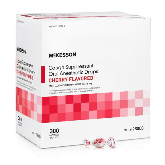 McKesson Cold and Cough Relief 7.6 mg Strength Cherry Flavor Lozenge, 3600 Ct