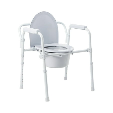 McKesson Commode Chair, Fixed Arm, Steel, 350-lb Weight Capacity, 4 Ct
