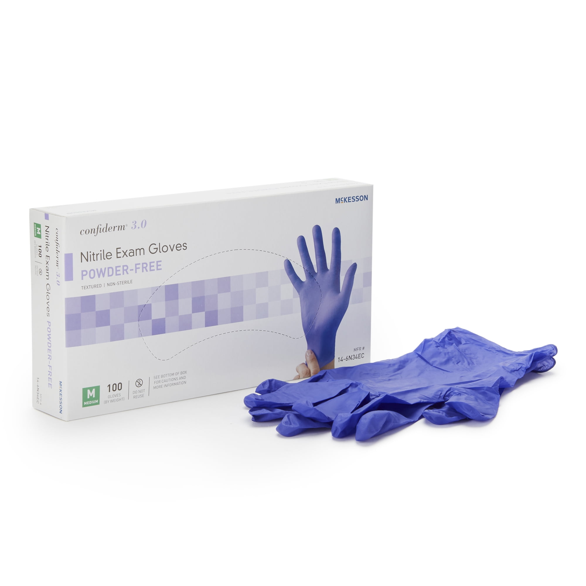 McKesson Confiderm 3.0 Nitrile Exam Gloves, Blue Medical Gloves - Size Medium, 100 Count, 10 Boxes, 1000 Total