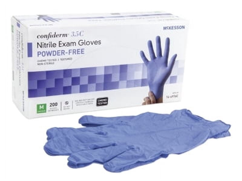 McKesson Confiderm 3.5C Chemo Tested Nitrile Disposable Gloves, Box, Medium, 200 Count