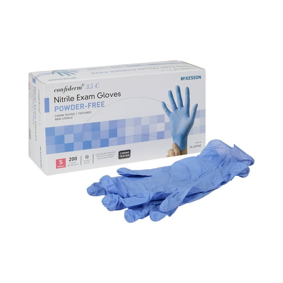 McKesson Confiderm 3.85C Nitrile Exam Gloves, Blue Medical Gloves - Small, 200 Count, 10 Boxes, 2000 Total