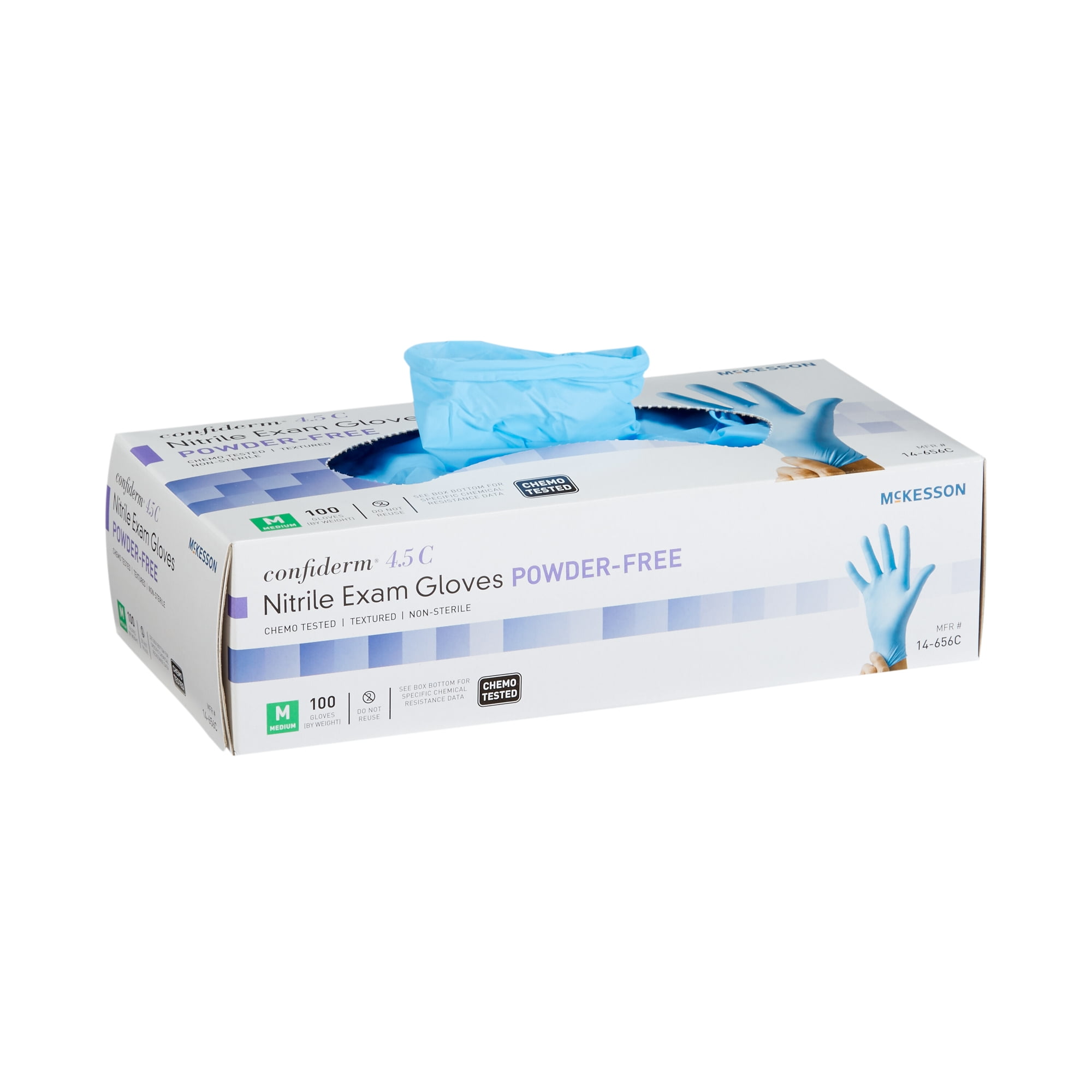 McKesson Confiderm 4.5C Nitrile Exam Gloves, Blue Medical Gloves Size