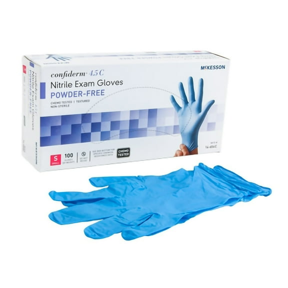 McKesson Confiderm 4.5C Nitrile Exam Gloves, Blue Medical Gloves - Size Small, 100 Count, 10 Boxes, 1000 Total