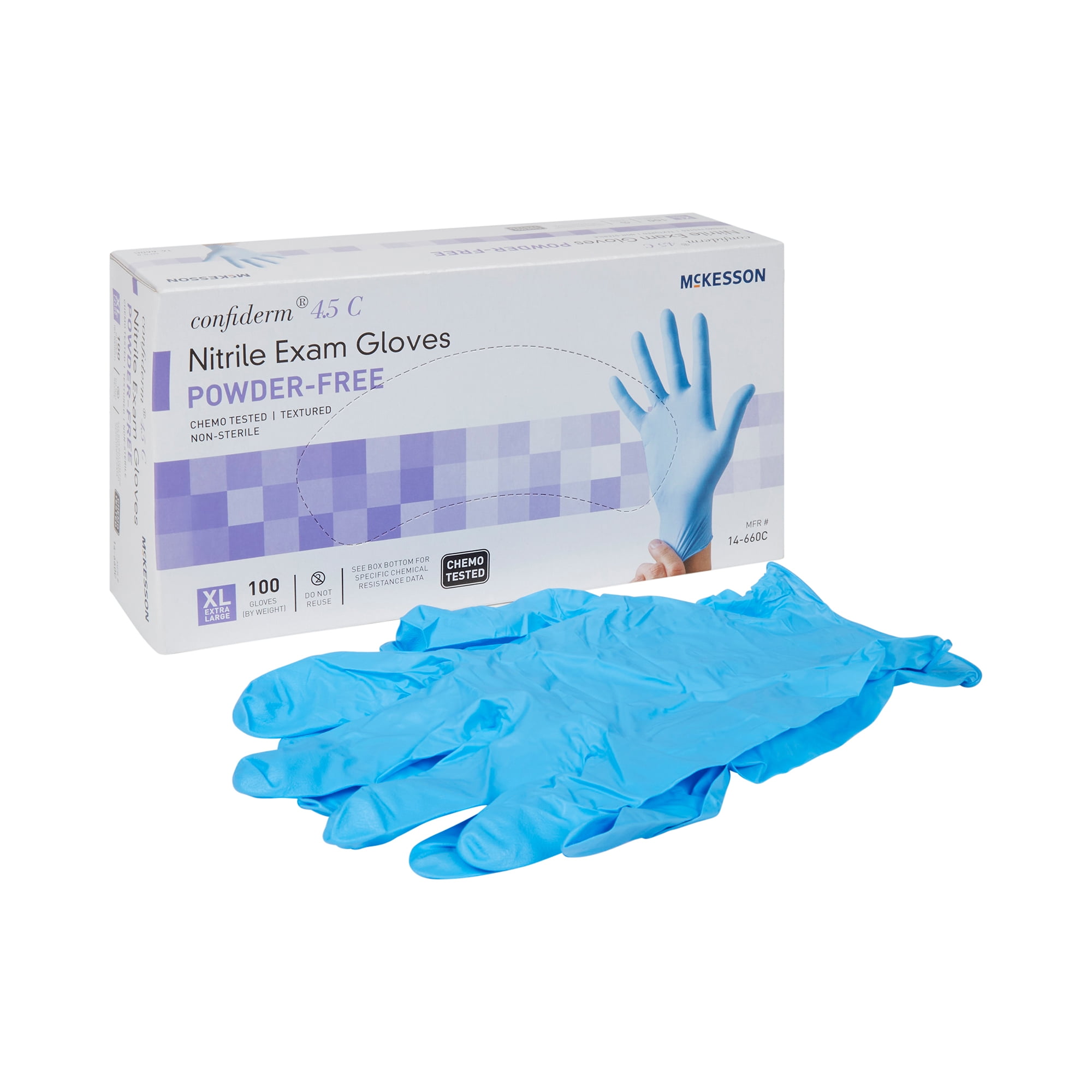 McKesson Confiderm 4.5C Nitrile Exam Gloves, Blue Medical Gloves