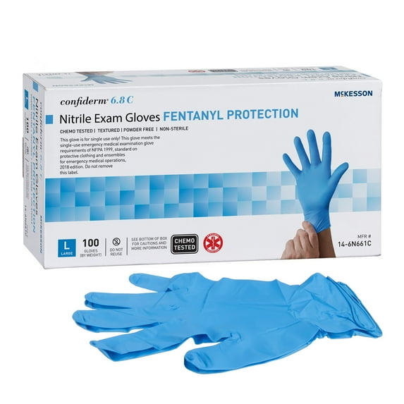McKesson Confiderm 6.8C Nitrile Exam Glove Standard Cuff Length LARGE 14-6N661C 1000 per Case