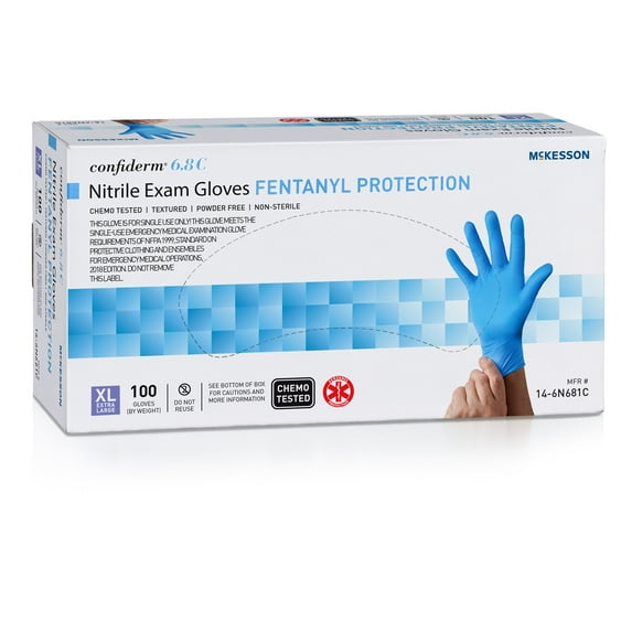 McKesson Confiderm 6.8C Nitrile Exam Glove Standard Cuff Length X-LARGE 14-6N681C 100 per Box