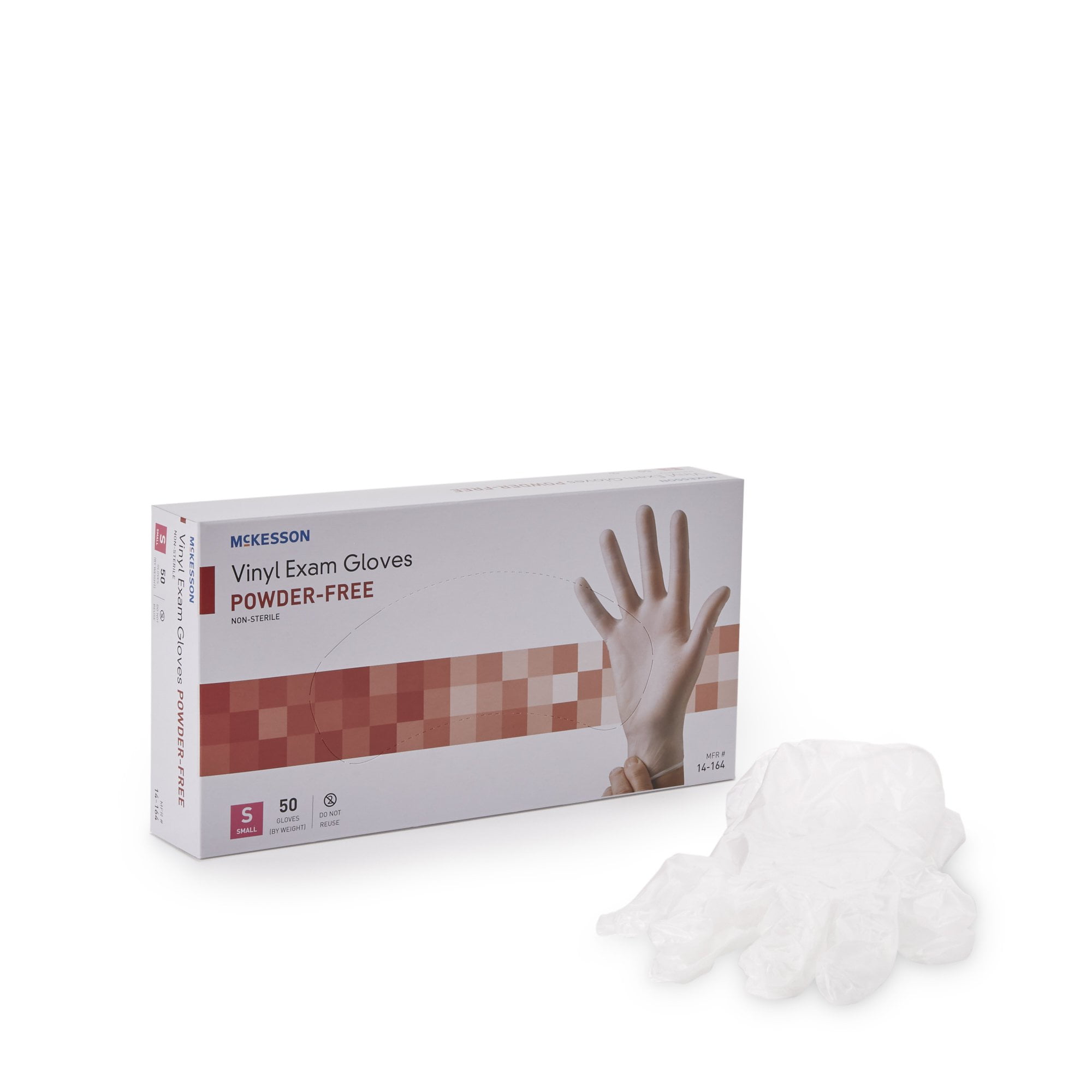 McKesson Confiderm Disposable Vinyl Exam Glove Standard Cuff Length SMALL 14-164 1000 per Case