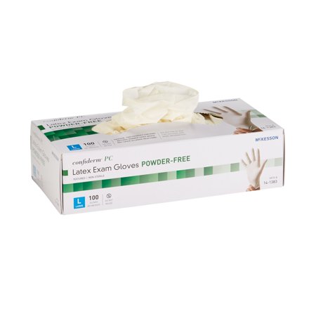 McKesson Confiderm Exam Glove (Box of 100) Large, Powder-free, Non-Sterile, Ivory, 100 Count