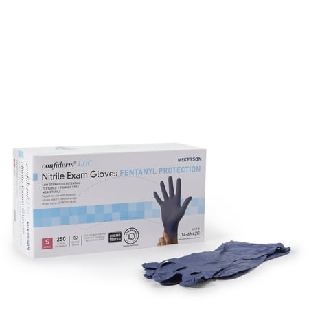 McKesson Confiderm Nitrile Exam Gloves, Low-Derma Latex-Free Medical Gloves, Small, 250 Count, 10 Boxes, 2500 Total