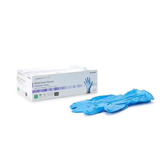 McKesson Confiderm Nitrile Exam Gloves, Powder-Free, Chemo Safe - Medium, 100 Count, 1 Box