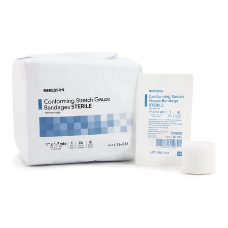 McKesson Conforming Bandage Polyester 1 Inch X 1-7/10 Yard Roll Shape Sterile, 16-016 - Pack of 24