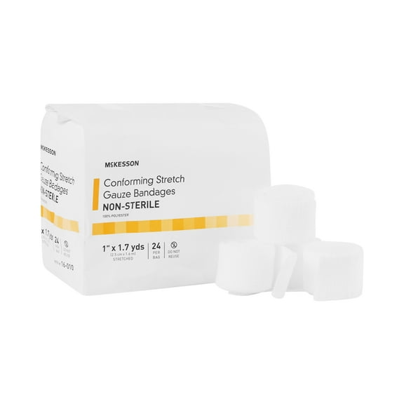 McKesson Conforming Stretch Gauze Bandages, Non-Sterile - 1 in x 1.7 yd, 24 Ct