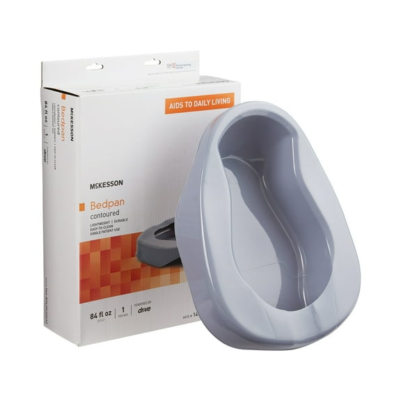 McKesson Contoured Bedpan, Lightweight Polyethylene Gray, 16.25" Long, 1 Ct