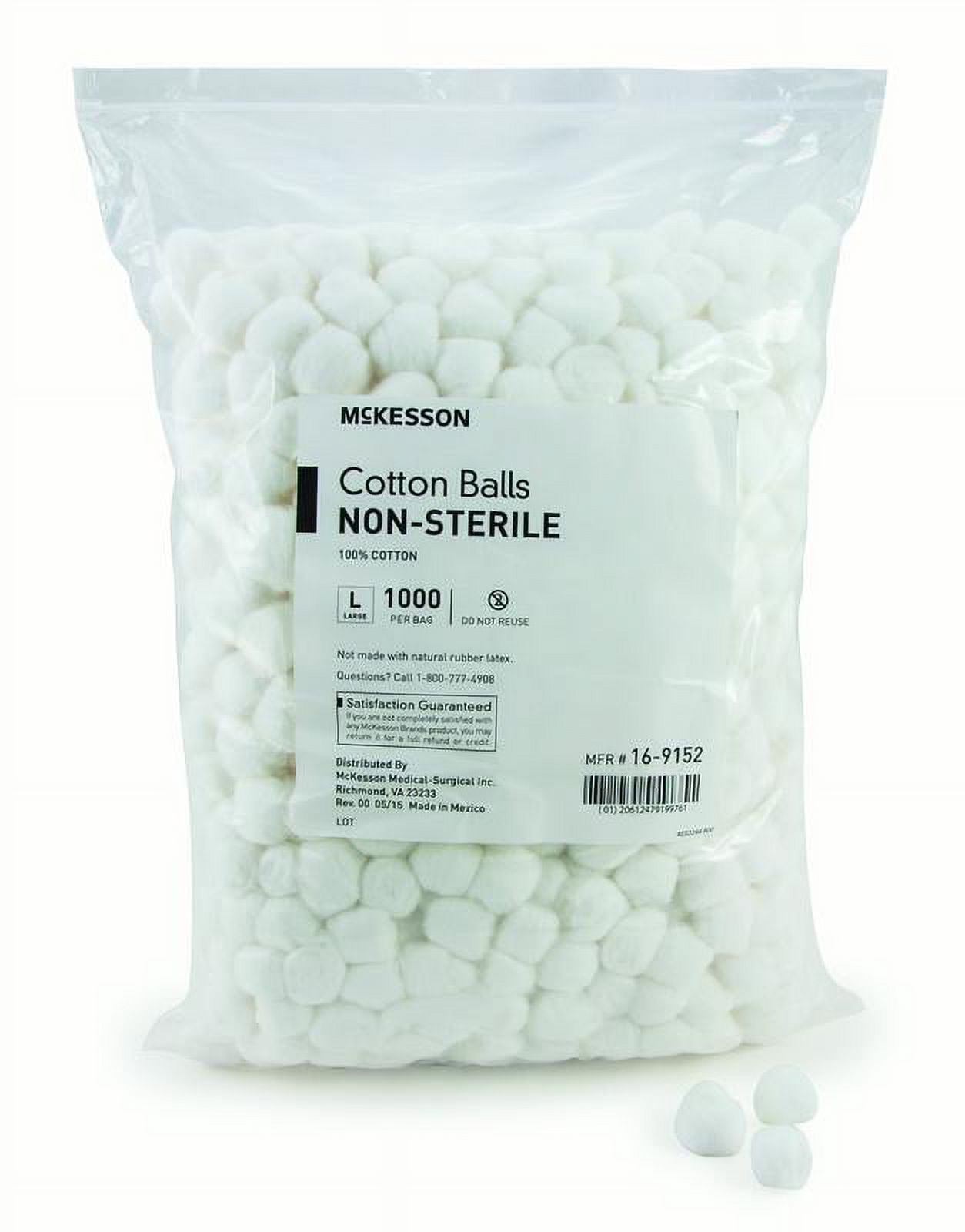McKesson Cotton Balls, Non-Sterile, Maximum Absorbency, Medium, 2000 Count,  2 Packs, 4000 Total 