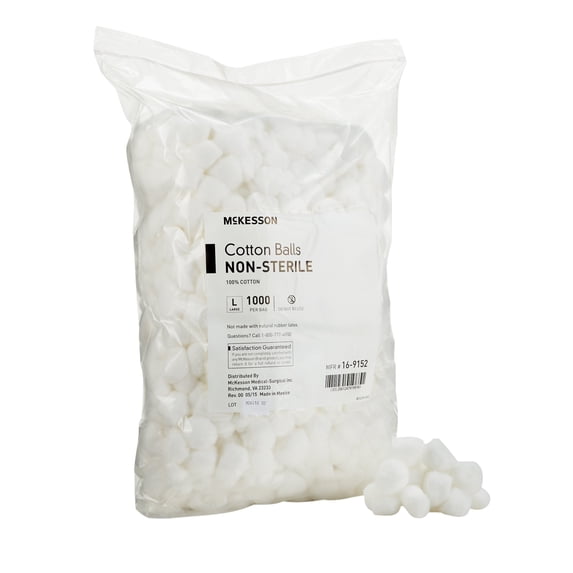 McKesson Cotton Balls, Non-Sterile Maximum Absorbency, Large, 1000 Count, 1 Pack