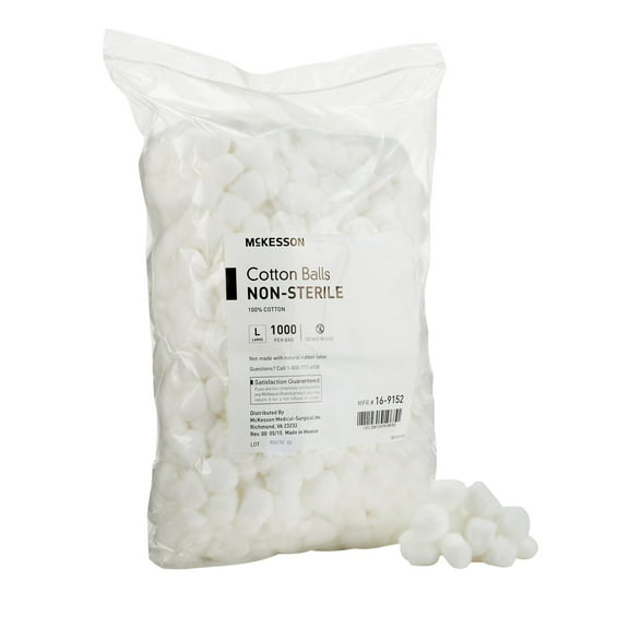 McKesson Cotton Balls, Non-Sterile Maximum Absorbency, Large, 1000 Count, 2 Packs, 2000 Total