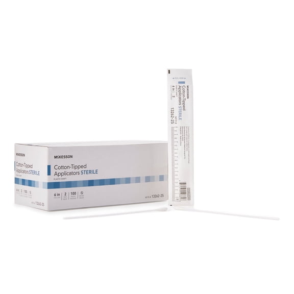 McKesson Cotton Tip Swabstick - Sterile Plastic, 6 in, 2 Count, 1000 Packs, 2000 Total