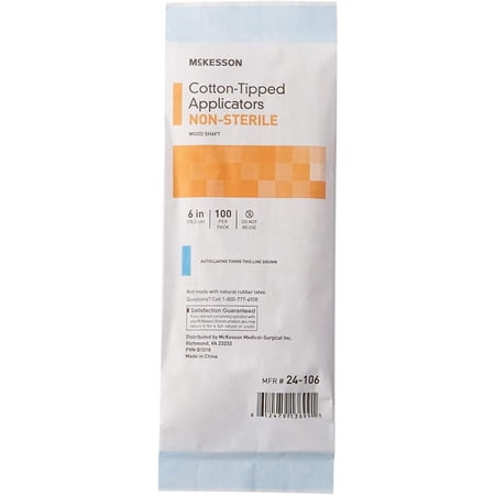 McKesson Cotton-Tipped Swabstick, 6 Inches, 100 Count