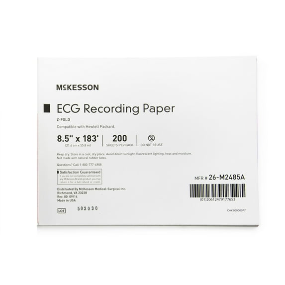 McKesson Diagnostic ECG Recording Paper 8-1/2 Inch X 183 Foot 26-M2485A - (200 Ct)