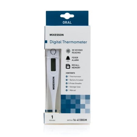 McKesson Digital Thermometer Kit, Oral Probe, Dual Scale (Fahrenheit/Celsius), 30 Second Response, 25 Count