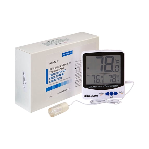McKesson Digital Thermometer for Refrigerators, Freezers - Glycol Bottle Probe, 1 Ct