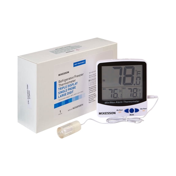 McKesson Digital Thermometer for Refrigerators, Freezers - Glycol Bottle Probe, 1 Ct