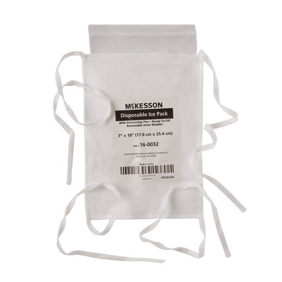 McKesson Disposable Ice Pack with Ties, Removable Bladder - 7 in x 10 in, 10 Count, 1 Pack