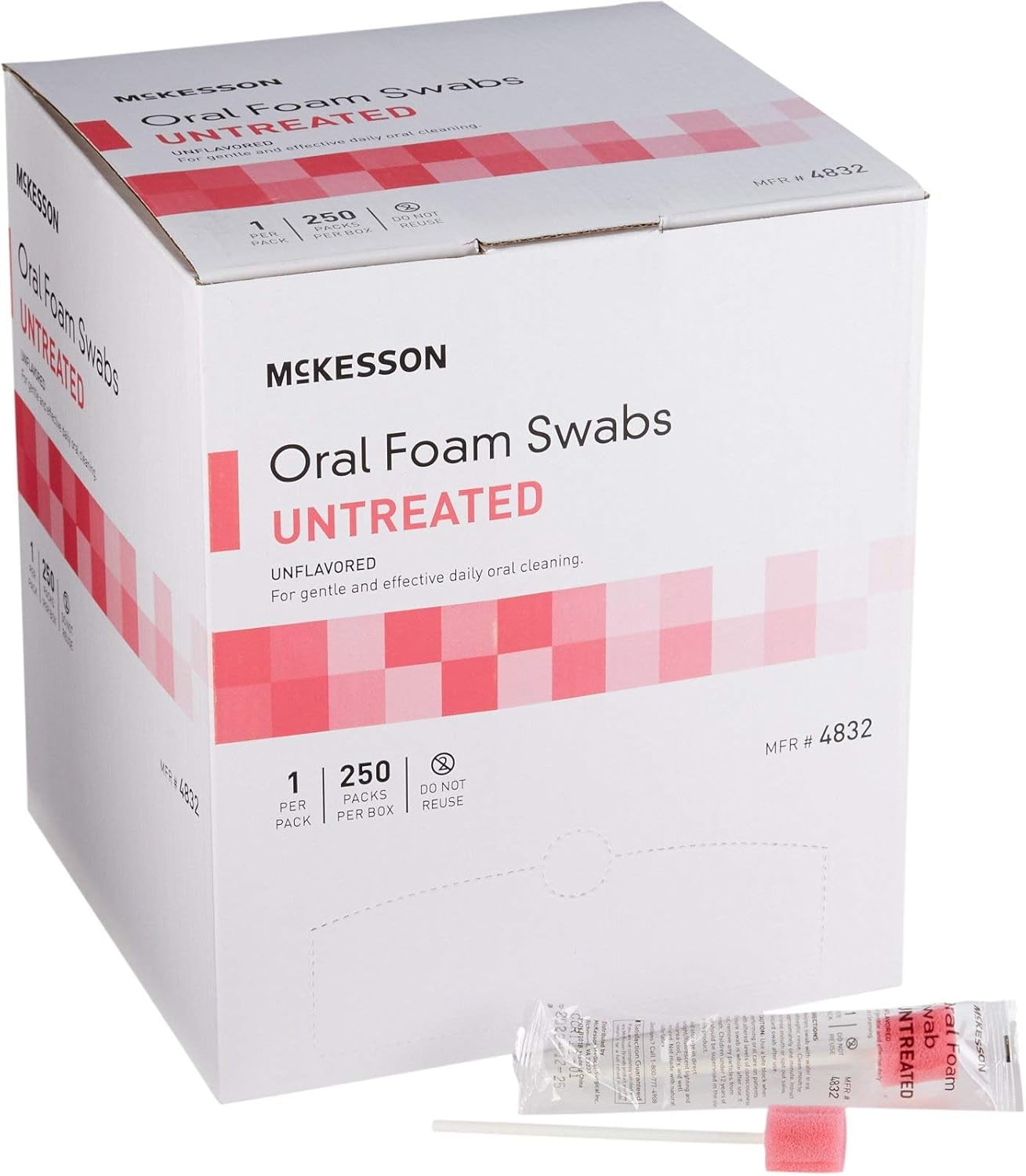 McKesson Disposable Oral Foam Swabs With Dentifrice, Box of 250