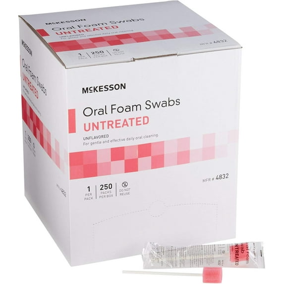 McKesson Disposable Oral Foam Swabs With Dentifrice, Box of 250