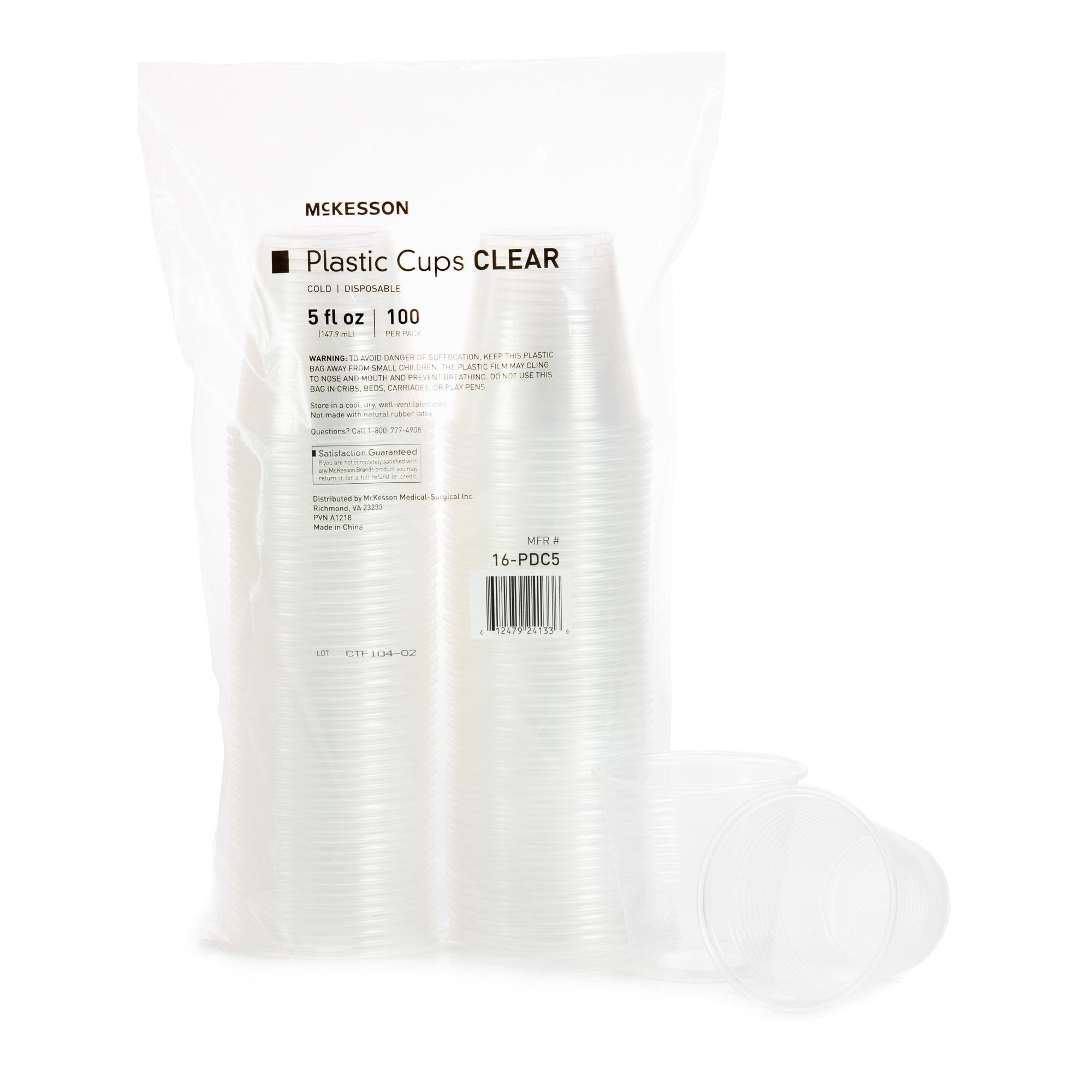 McKesson Disposable Plastic Cups for Cold Beverages, Clear - 5 fl oz ...