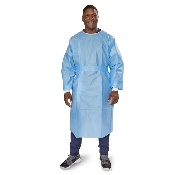 McKesson Disposable SMS Protective Procedure Gown Blue One Size Fits Most 10 per Bag