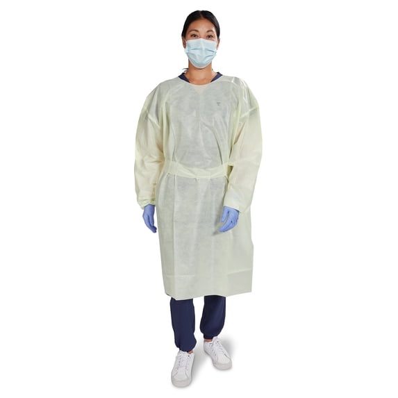 McKesson Disposable SMS Protective Procedure Gown Yellow One Size Fits Most 100 per Case