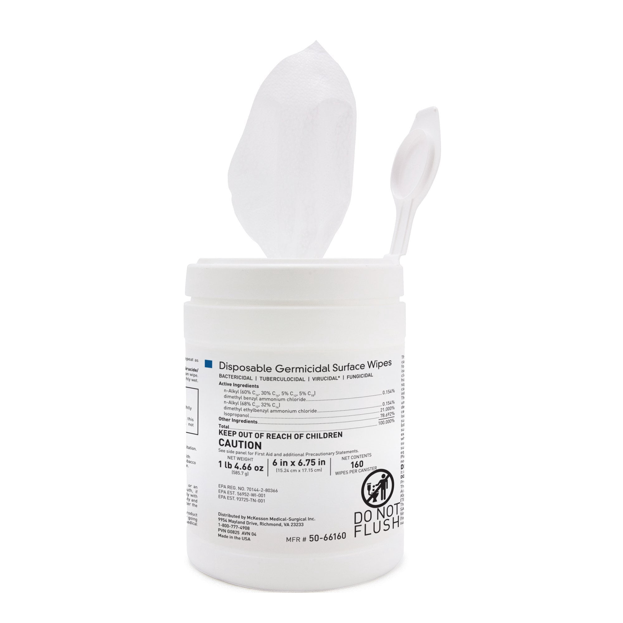 McKesson Disposable Surface Wipes, Pre-Moistened Disinfecting Wipes, 160 Wipes, 12 Packs, 1920 Total