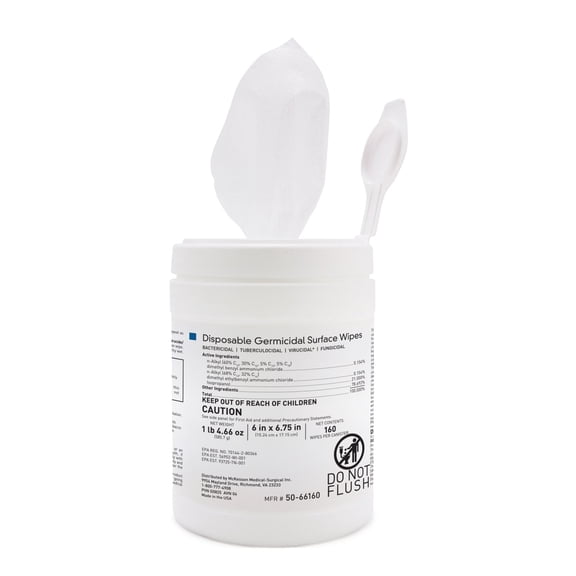 McKesson Disposable Surface Wipes, Pre-Moistened Disinfecting Wipes, 160 Wipes, 12 Packs, 1920 Total